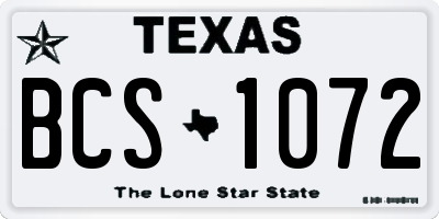 TX license plate BCS1072