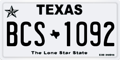 TX license plate BCS1092