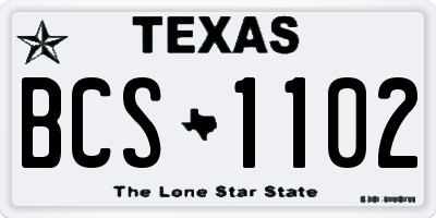 TX license plate BCS1102