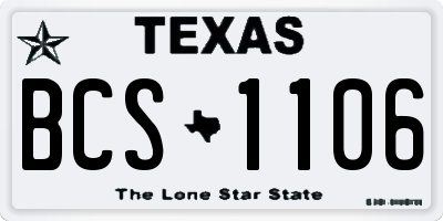 TX license plate BCS1106
