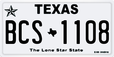 TX license plate BCS1108