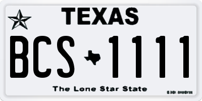 TX license plate BCS1111