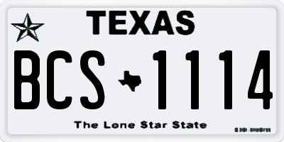 TX license plate BCS1114