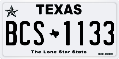 TX license plate BCS1133