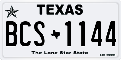 TX license plate BCS1144