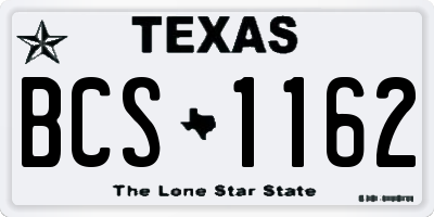 TX license plate BCS1162
