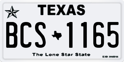 TX license plate BCS1165