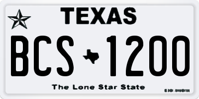 TX license plate BCS1200