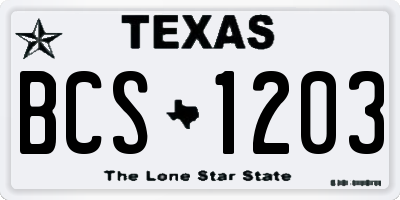 TX license plate BCS1203