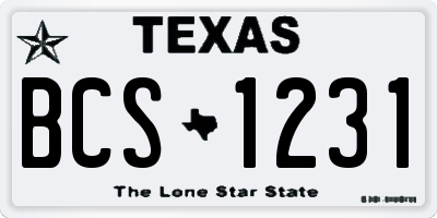TX license plate BCS1231