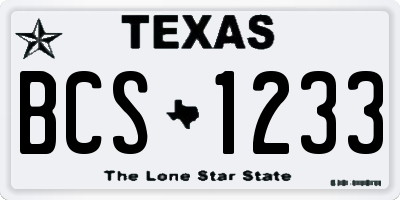 TX license plate BCS1233