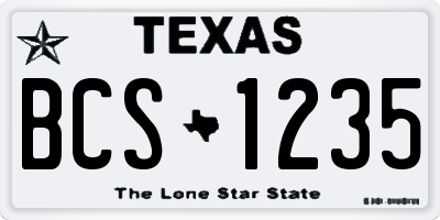 TX license plate BCS1235