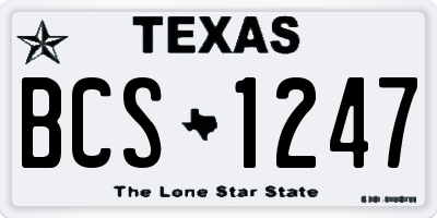 TX license plate BCS1247