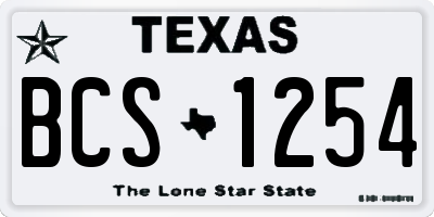TX license plate BCS1254