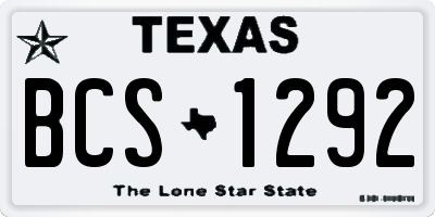 TX license plate BCS1292