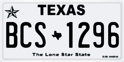 TX license plate BCS1296