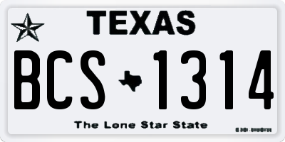 TX license plate BCS1314