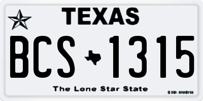 TX license plate BCS1315