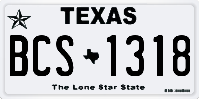 TX license plate BCS1318