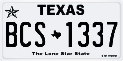 TX license plate BCS1337
