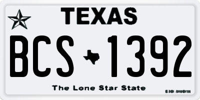 TX license plate BCS1392