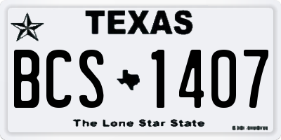 TX license plate BCS1407