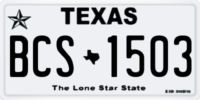 TX license plate BCS1503