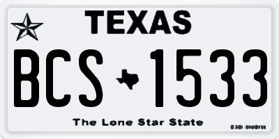 TX license plate BCS1533