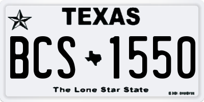 TX license plate BCS1550