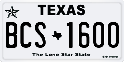 TX license plate BCS1600