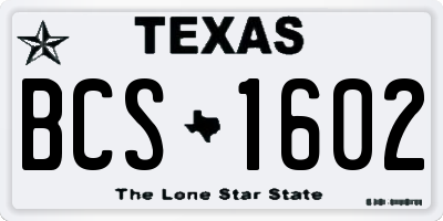 TX license plate BCS1602