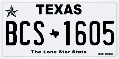 TX license plate BCS1605
