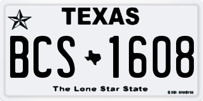 TX license plate BCS1608