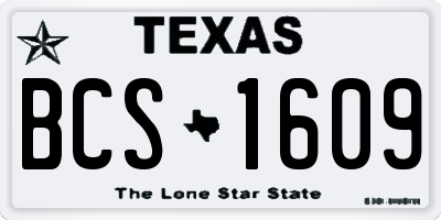 TX license plate BCS1609
