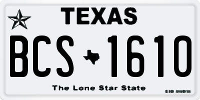TX license plate BCS1610