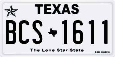 TX license plate BCS1611