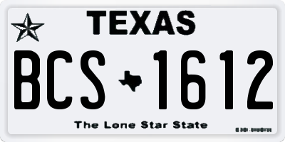 TX license plate BCS1612