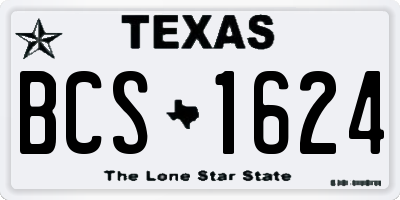 TX license plate BCS1624