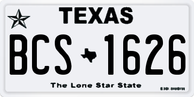 TX license plate BCS1626