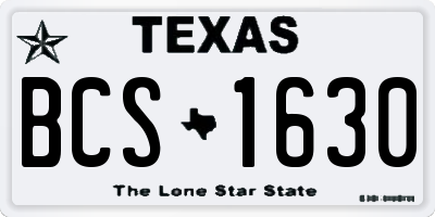 TX license plate BCS1630