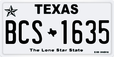 TX license plate BCS1635