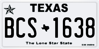 TX license plate BCS1638