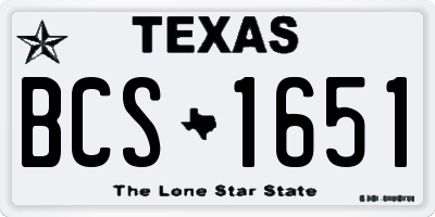 TX license plate BCS1651