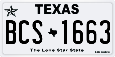 TX license plate BCS1663