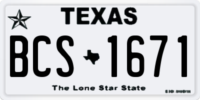 TX license plate BCS1671