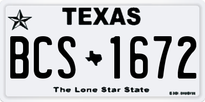 TX license plate BCS1672