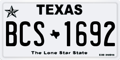 TX license plate BCS1692