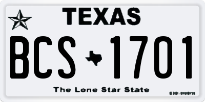 TX license plate BCS1701