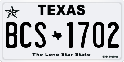 TX license plate BCS1702