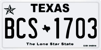 TX license plate BCS1703
